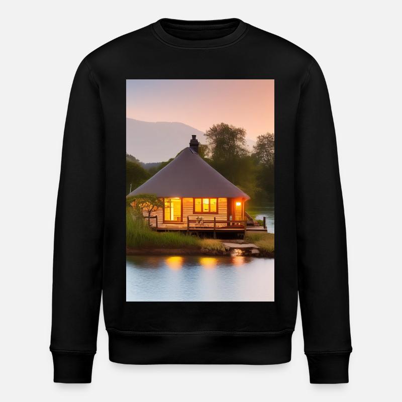 Charming lakeside cabin - Stanley/Stella ROLLER Unisex Organic Sweatshirt - black