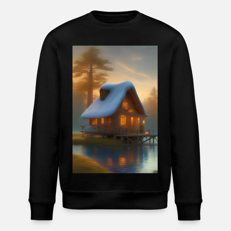 Charmante Hütte am See - Stanley/Stella Unisex Bio-Sweatshirt ROLLER - Schwarz