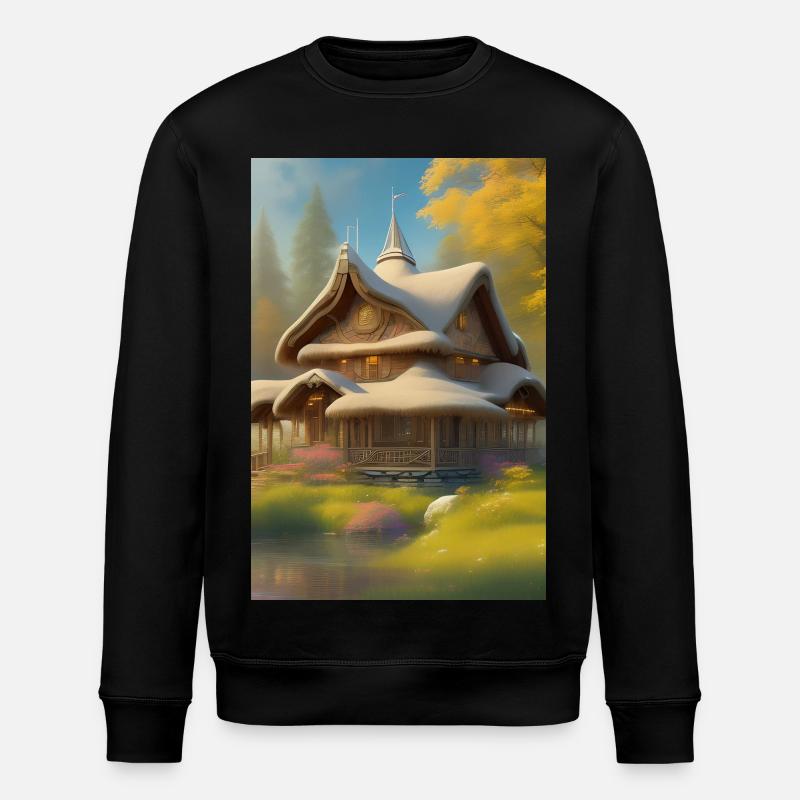 Charming Lakefront Cabin - Stanley/Stella ROLLER Unisex Organic Sweatshirt - black