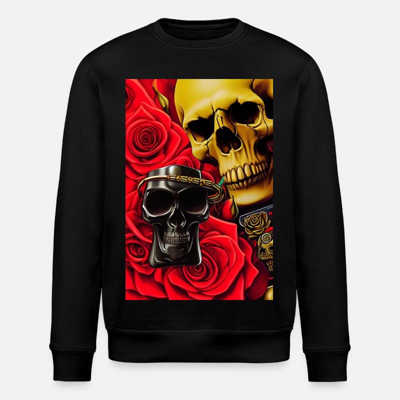 Skulls with roses - Stanley/Stella ROLLER Unisex Organic Sweatshirt - black