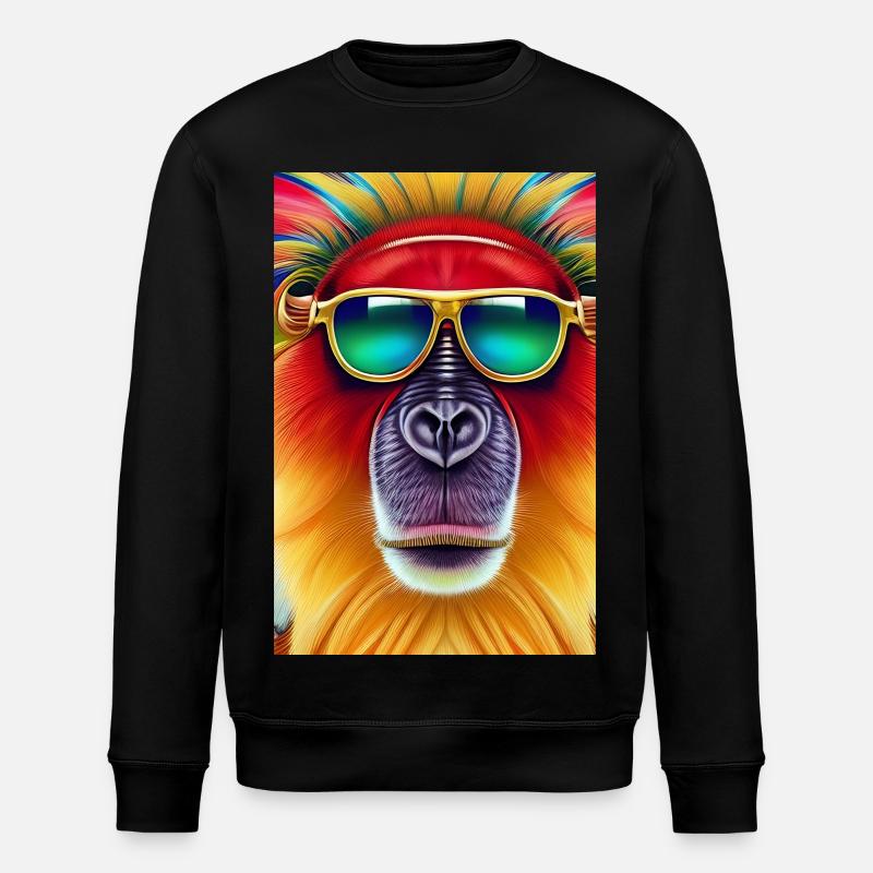 Cooler Affe mit Sonnenbrille - Stanley/Stella Unisex Bio-Sweatshirt ROLLER - Schwarz