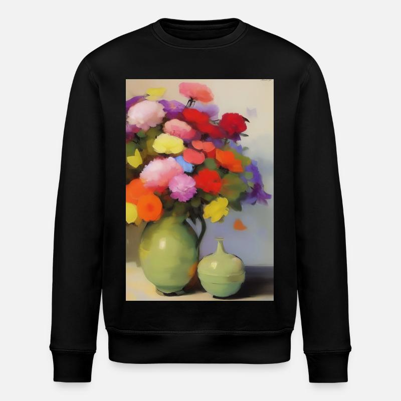 Blumen und Schmetterling - Stanley/Stella Unisex Bio-Sweatshirt ROLLER - Schwarz