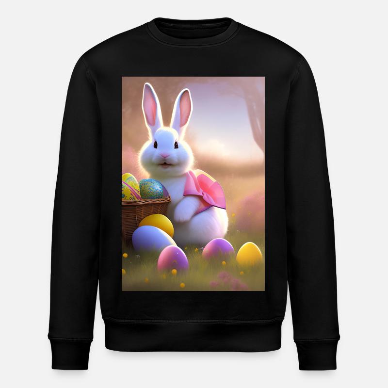 Osterhase mit Oster Eier - Stanley/Stella Unisex Bio-Sweatshirt ROLLER - Schwarz