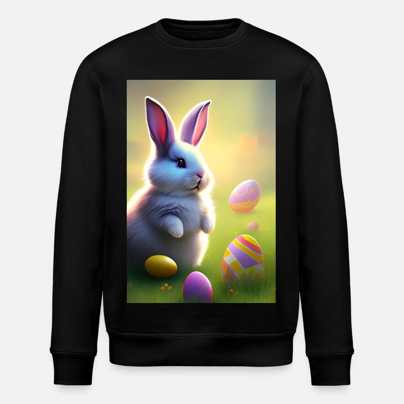 Osterhase mit Oster Eier - Stanley/Stella Unisex Bio-Sweatshirt ROLLER - Schwarz