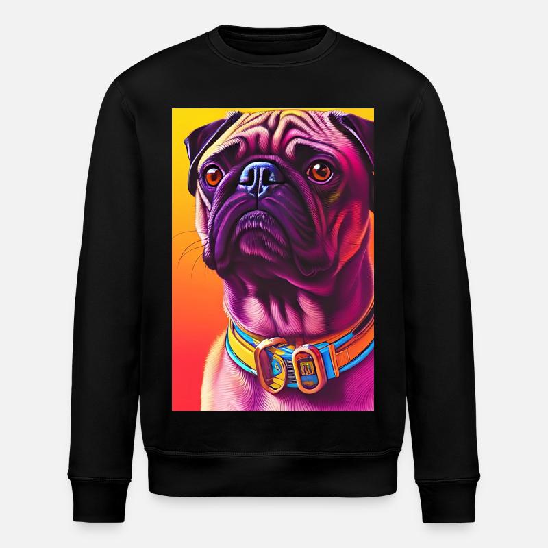 Mops Hund - Stanley/Stella Unisex Bio-Sweatshirt ROLLER - Schwarz