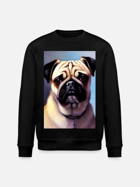 Pug Dog - Stanley/Stella ROLLER Unisex Organic Sweatshirt - black