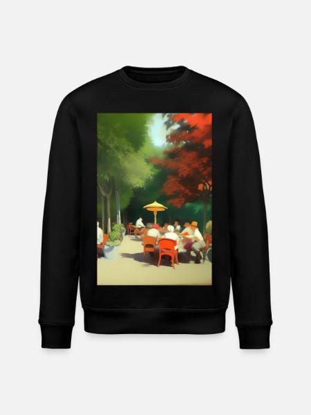 Outdoor Asian Cafe - Stanley/Stella ROLLER Unisex Organic Sweatshirt - black