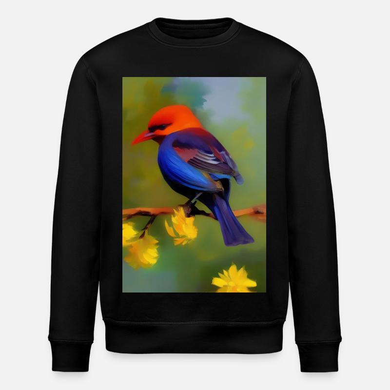 Oiseau sur branche avec fleurs - Sweat bio ROLLER Stanley/Stella Unisexe - noir