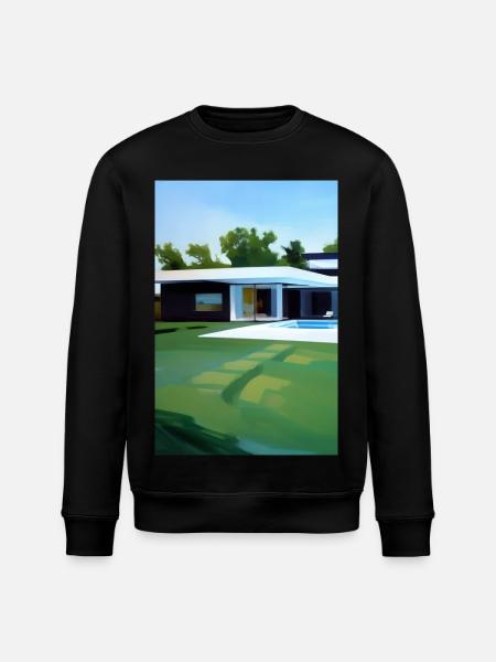White villa with pool - Stanley/Stella ROLLER Unisex Organic Sweatshirt - black