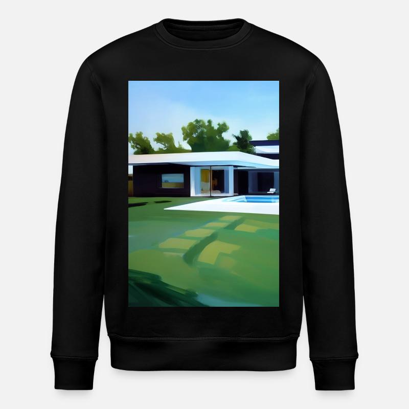 Weiße Villa mit Pool - Stanley/Stella Unisex Bio-Sweatshirt ROLLER - Schwarz