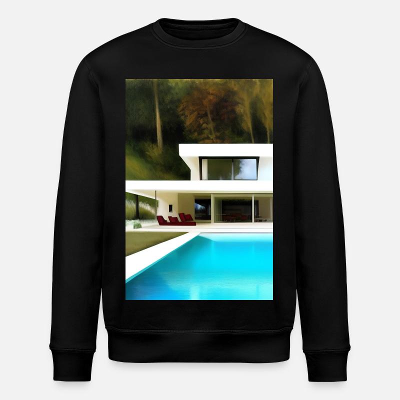 Weiße Villa mit Pool - Stanley/Stella Unisex Bio-Sweatshirt ROLLER - Schwarz