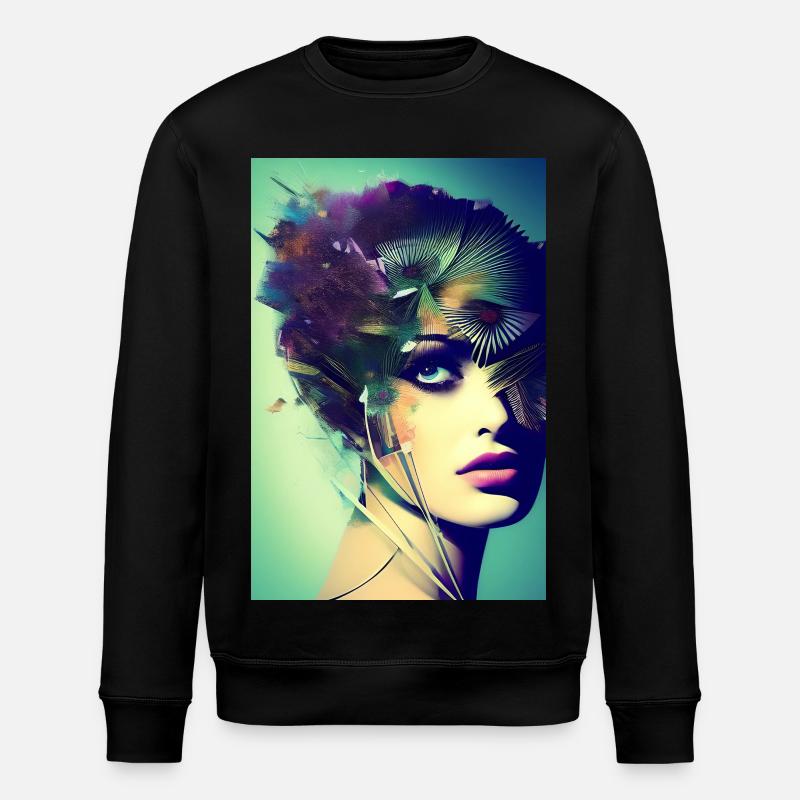 Abstrakte Gesichts Kunst - Stanley/Stella Unisex Bio-Sweatshirt ROLLER - Schwarz