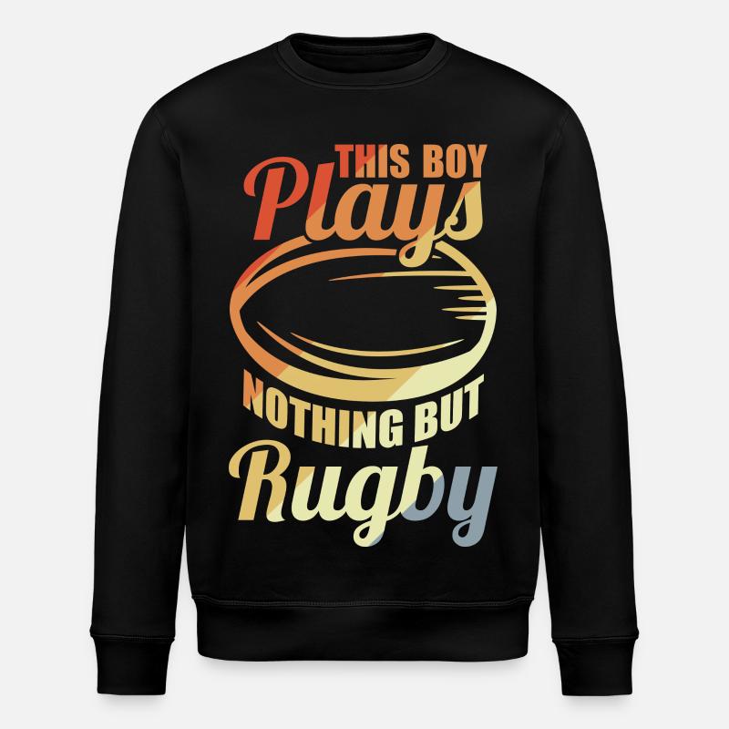 Junge der Rugby spielt - Stanley/Stella Unisex Bio-Sweatshirt ROLLER - Schwarz