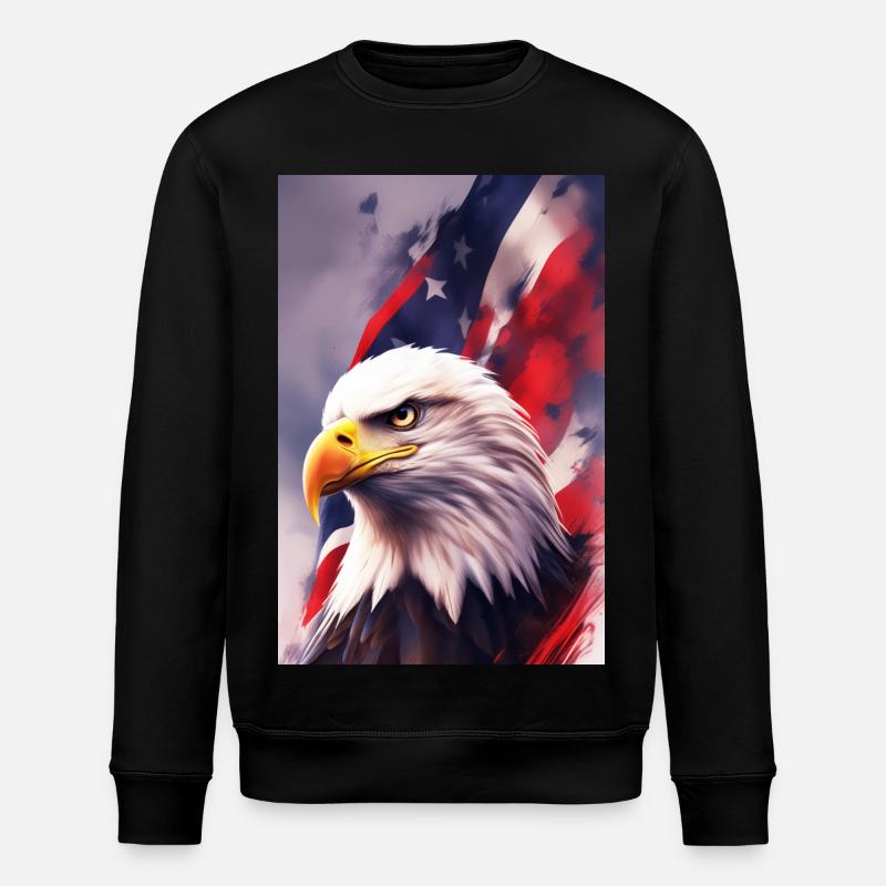 Bald Eagel - Patriotic - Stanley/Stella ROLLER Unisex Organic Sweatshirt - black
