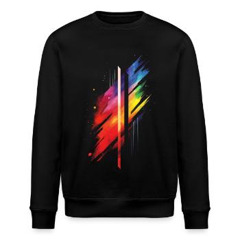 Subtle and Cool Dripping Pride Flag Rainbow Design - Stanley/Stella ROLLER Unisex Organic Sweatshirt - black - Front - Nik (191cm)