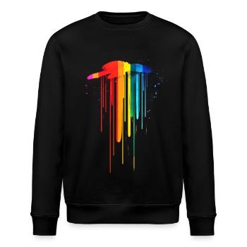 Subtle and Cool Dripping Pride Flag Rainbow Design - Stanley/Stella ROLLER Unisex Organic Sweatshirt - black - Front - Nik (191cm)