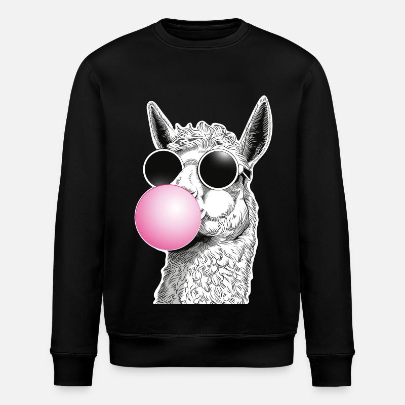 Bubble Lama mit humorvoller Sonnenbrille - Stanley/Stella Unisex Bio-Sweatshirt ROLLER - Schwarz