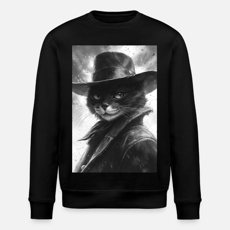 Chat noir et blanc dans un look cowboy - Sweat bio ROLLER Stanley/Stella Unisexe - noir