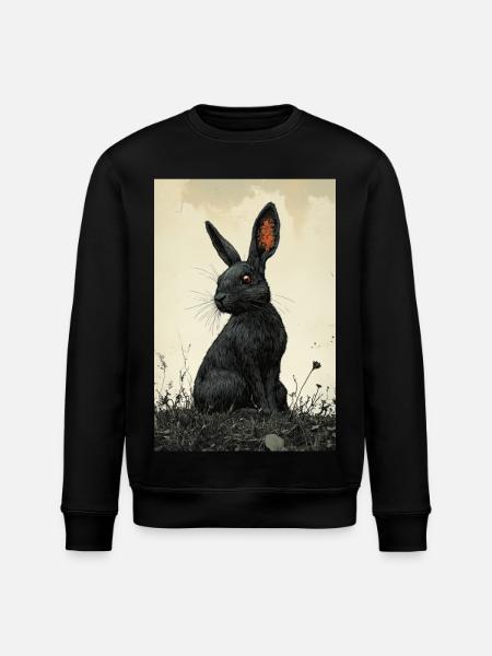 Night rabbit in the fog - Stanley/Stella ROLLER Unisex Organic Sweatshirt - black