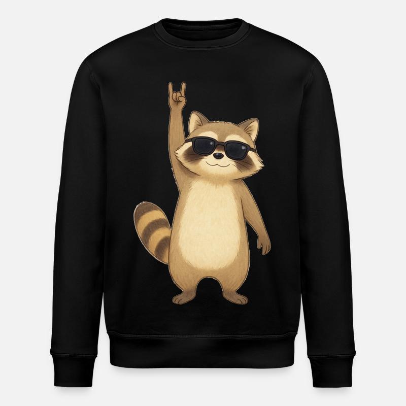 Retro Waschbär Rocker - Stanley/Stella Unisex Bio-Sweatshirt ROLLER - Schwarz