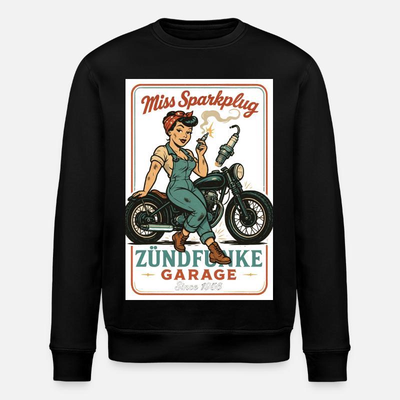 Miss Sparkplug – Zündfunke Garage Queen - Stanley/Stella ROLLER Unisex Organic Sweatshirt - black