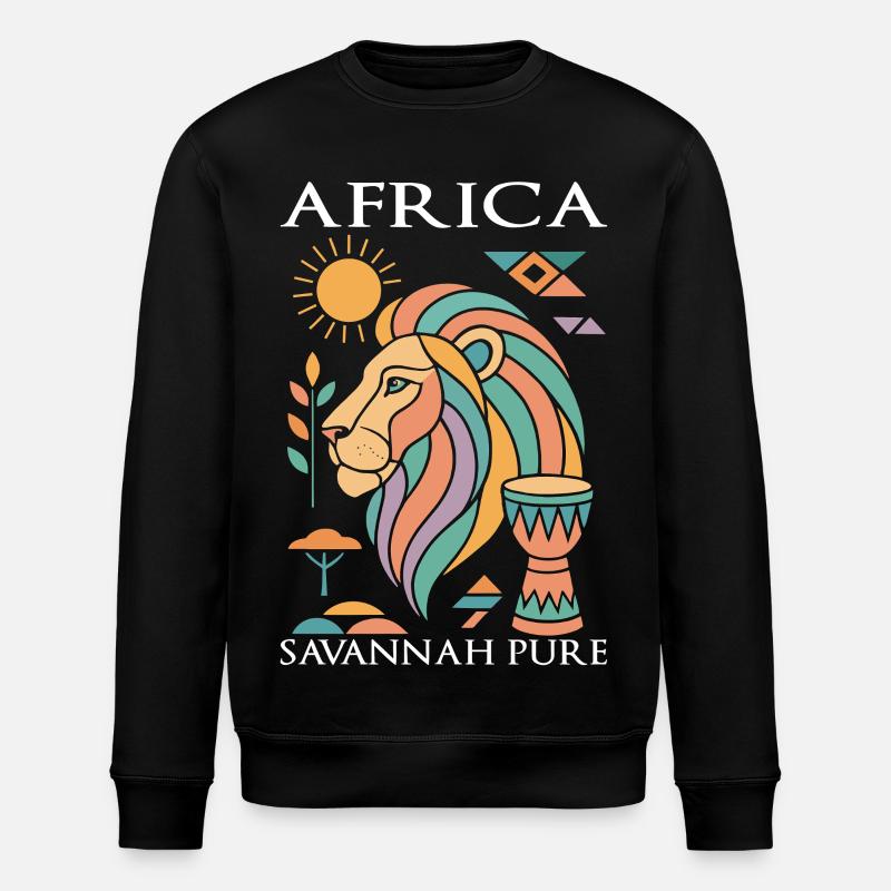 Löwe afrika in pastell - Stanley/Stella Unisex Bio-Sweatshirt ROLLER - Schwarz