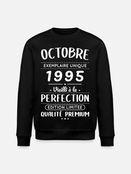 30th Birthday - October 1995 Perfection - Stanley/Stella ROLLER Unisex Organic Sweatshirt - black