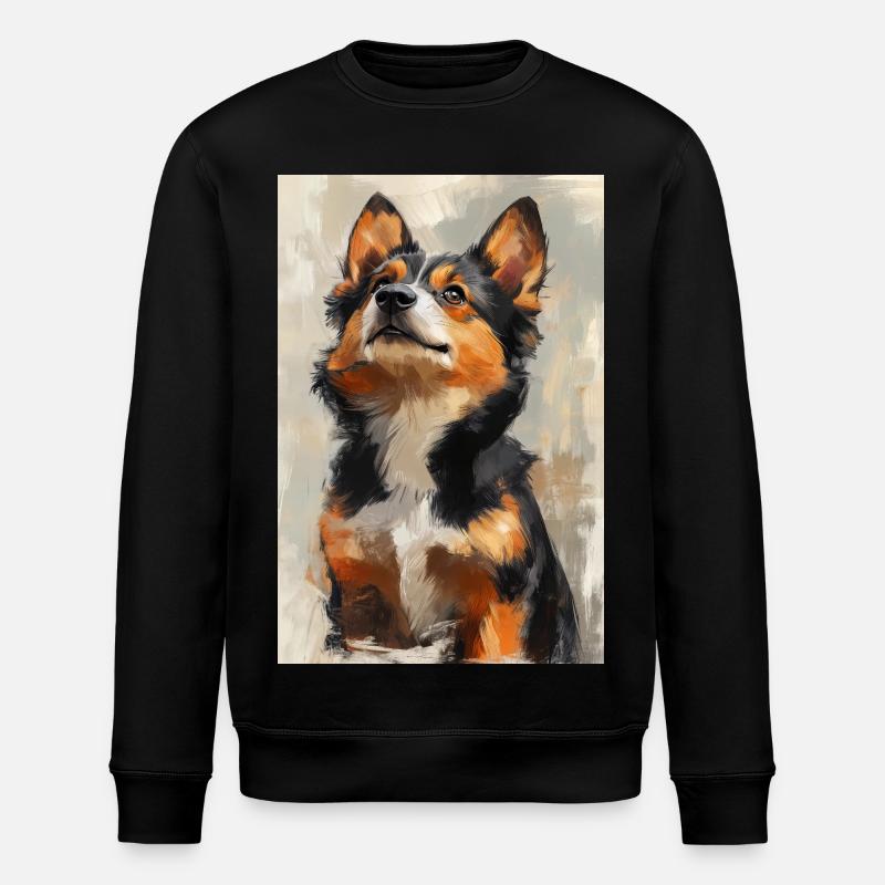 Illustration eines Hundes - Stanley/Stella Unisex Bio-Sweatshirt ROLLER - Schwarz