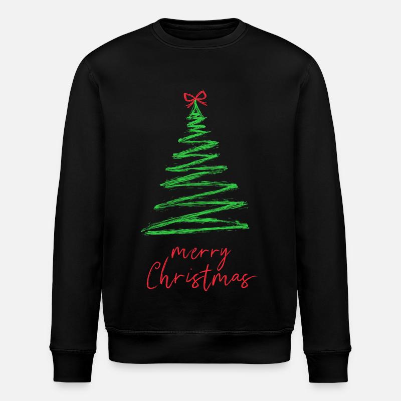 Grüner Weihnachtsbaum Pinselstil - Stanley/Stella Unisex Bio-Sweatshirt ROLLER - Schwarz