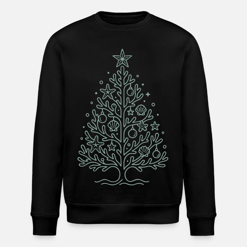 Maritime Christmas Christmas Tree with Shells - Stanley/Stella ROLLER Unisex Organic Sweatshirt - black