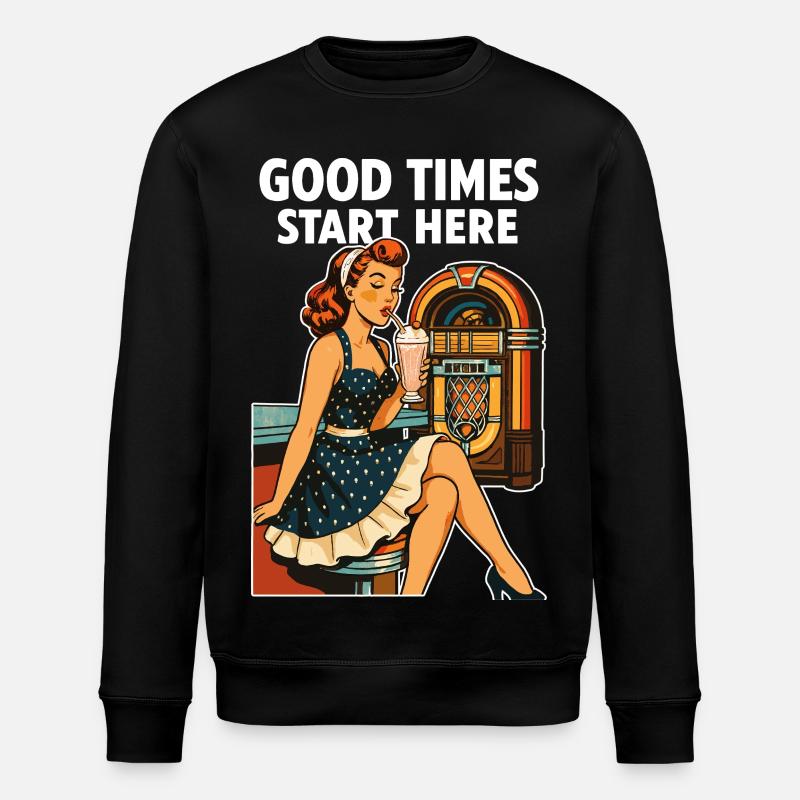 Rockabilly 50er Diner Milchshake Jukebox Retro  - Stanley/Stella Unisex Bio-Sweatshirt ROLLER - Schwarz