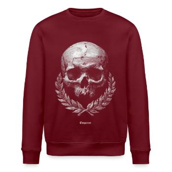 Schädel mit Lorbeer – Dunkles Vintage - Stanley/Stella Unisex Bio-Sweatshirt ROLLER - Burgunderrot - Vorne - Nik (191cm)