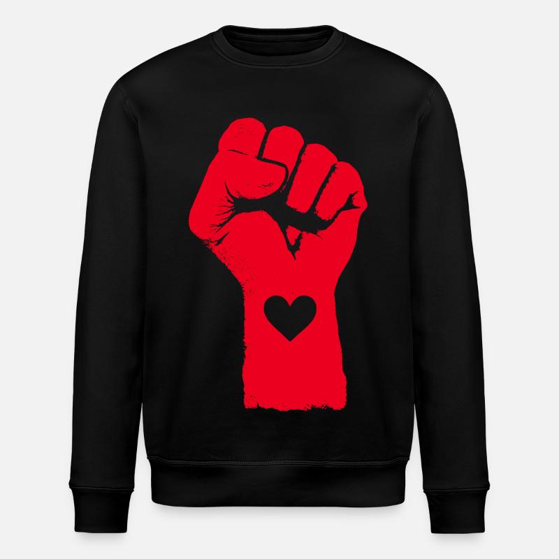Rote Faust mit Herz - Stanley/Stella Unisex Bio-Sweatshirt ROLLER - Schwarz