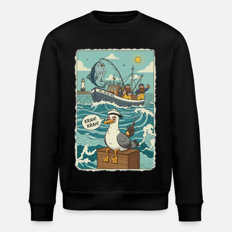 Deep Sea Anglers - Stanley/Stella ROLLER Unisex Organic Sweatshirt - black
