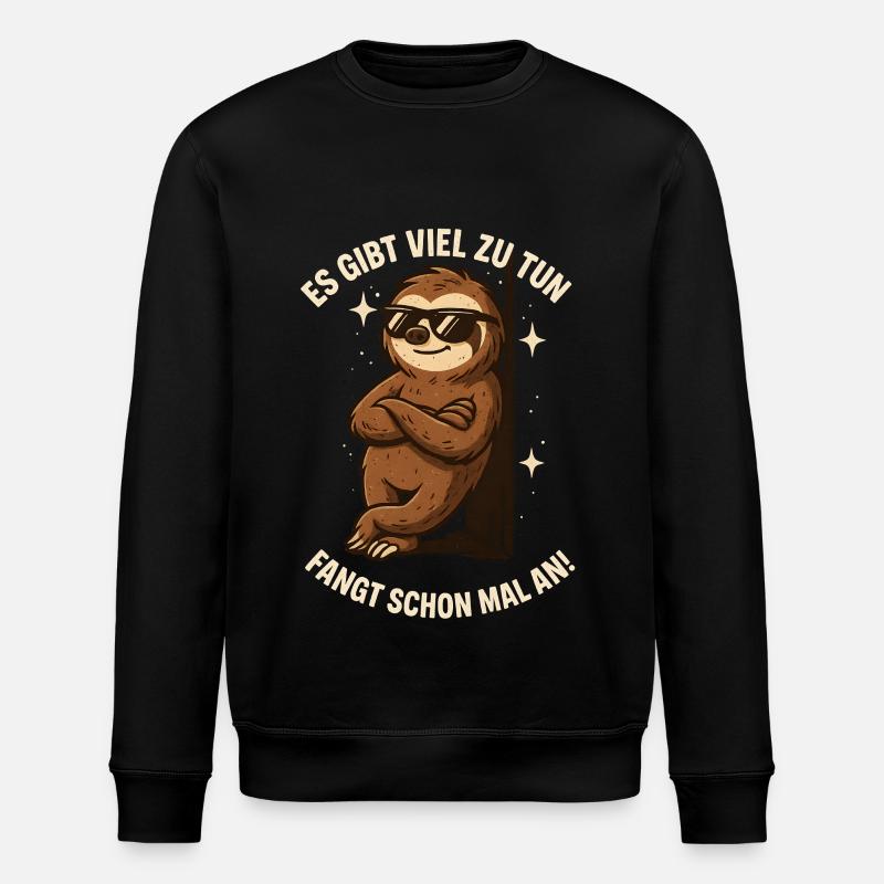 Motivierendes Faultier Spruchbild - Stanley/Stella Unisex Bio-Sweatshirt ROLLER - Schwarz