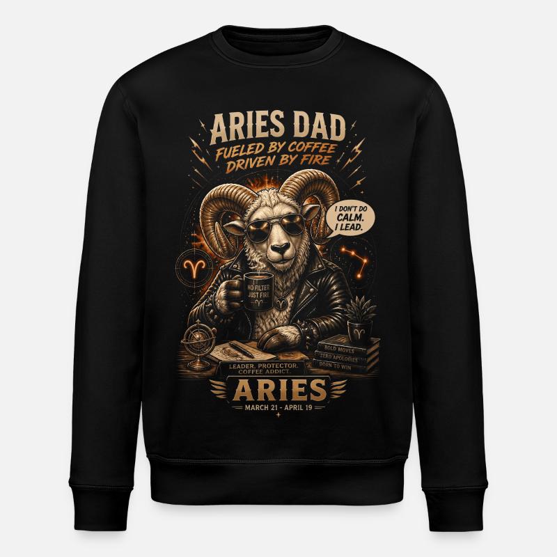 Widder-Papa: Kaffee und Astralfeuer – Tierkreis - Stanley/Stella Unisex Bio-Sweatshirt ROLLER - Schwarz