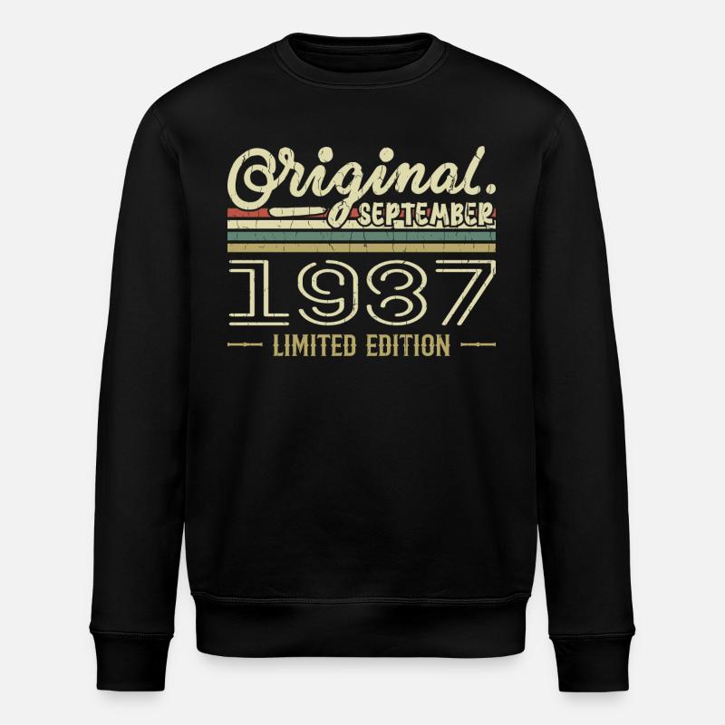 September 1987 Anniversary Gift September 1987 - Stanley/Stella ROLLER Unisex Organic Sweatshirt - black