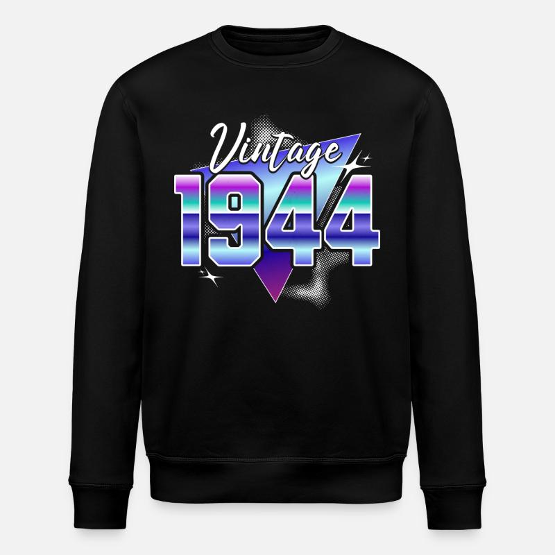 Retro 80th Anniversary 1944 - Stanley/Stella ROLLER Unisex Organic Sweatshirt - black
