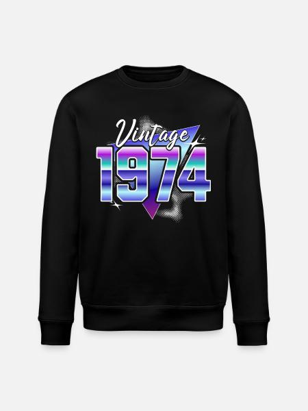 Retro 50th Anniversary 1974 - Stanley/Stella ROLLER Unisex Organic Sweatshirt - black