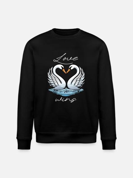 Love Wins - Swans Valentine's Day - Stanley/Stella ROLLER Unisex Organic Sweatshirt - black