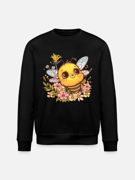 Honigbiene mit Blumenkranz - Stanley/Stella Unisex Bio-Sweatshirt ROLLER - Schwarz