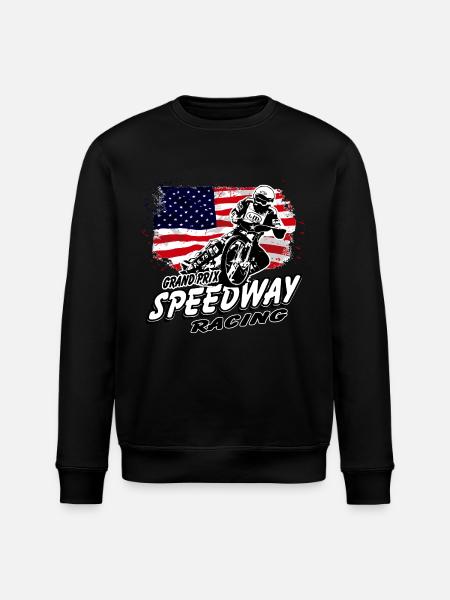 Speedway - USA Flag - Stanley/Stella ROLLER Unisex Organic Sweatshirt - black