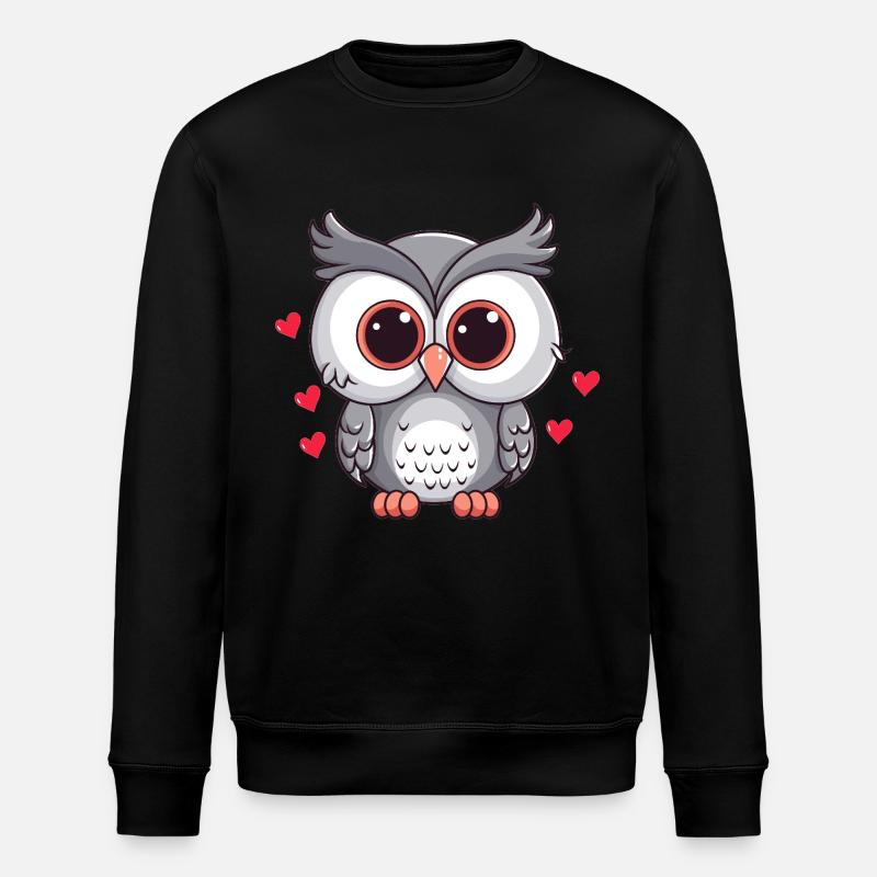 Verliebte Eule mit Herzchen - Stanley/Stella Unisex Bio-Sweatshirt ROLLER - Schwarz