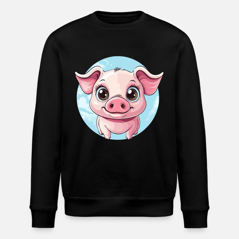 Fröhliches Schweinchen - Stanley/Stella Unisex Bio-Sweatshirt ROLLER - Schwarz