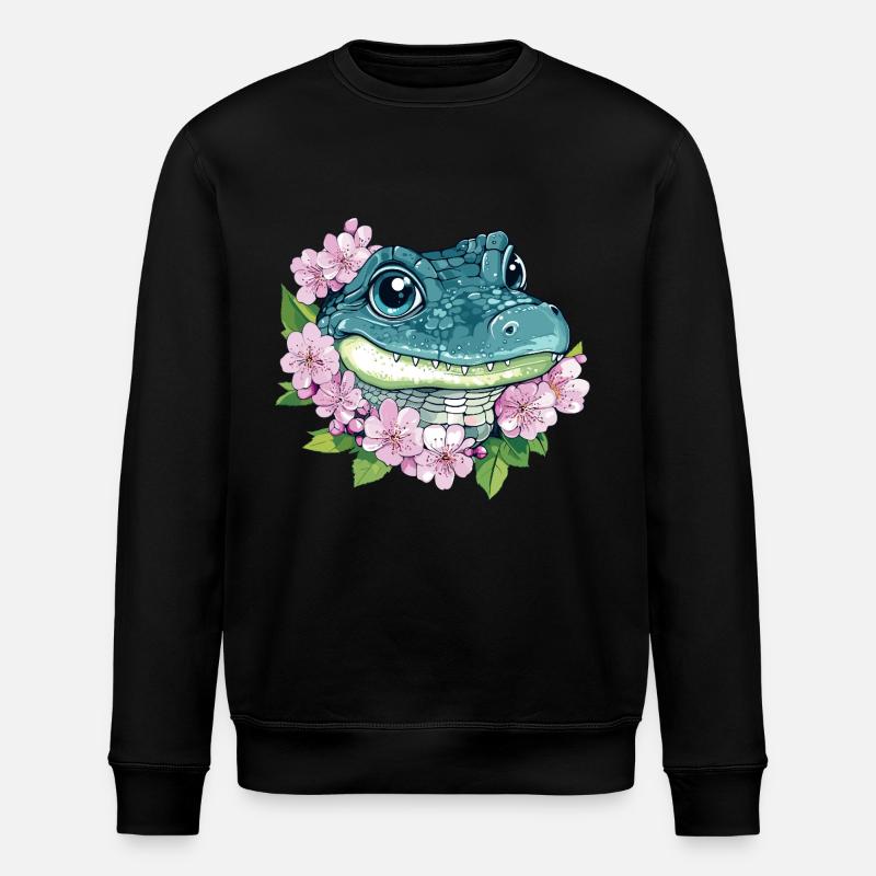 Kirschblüten Krokodil - Stanley/Stella Unisex Bio-Sweatshirt ROLLER - Schwarz