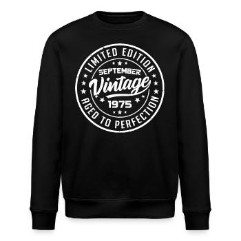 September 1975 Geburtstagsgeschenk September 1975 - Stanley/Stella Unisex Bio-Sweatshirt ROLLER - Schwarz - Vorne - Nik (191cm)