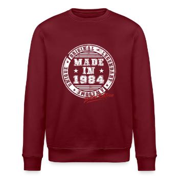 Retro Patch Vintage 1984 Birthday Gift - Stanley/Stella ROLLER Unisex Organic Sweatshirt - burgundy - Front - Nik (191cm)