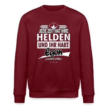 Jede Zeit hat Ihre Helden Ihr habt Egon - Stanley/Stella Unisex Bio-Sweatshirt ROLLER - Burgunderrot - Vorne - Nik (191cm)