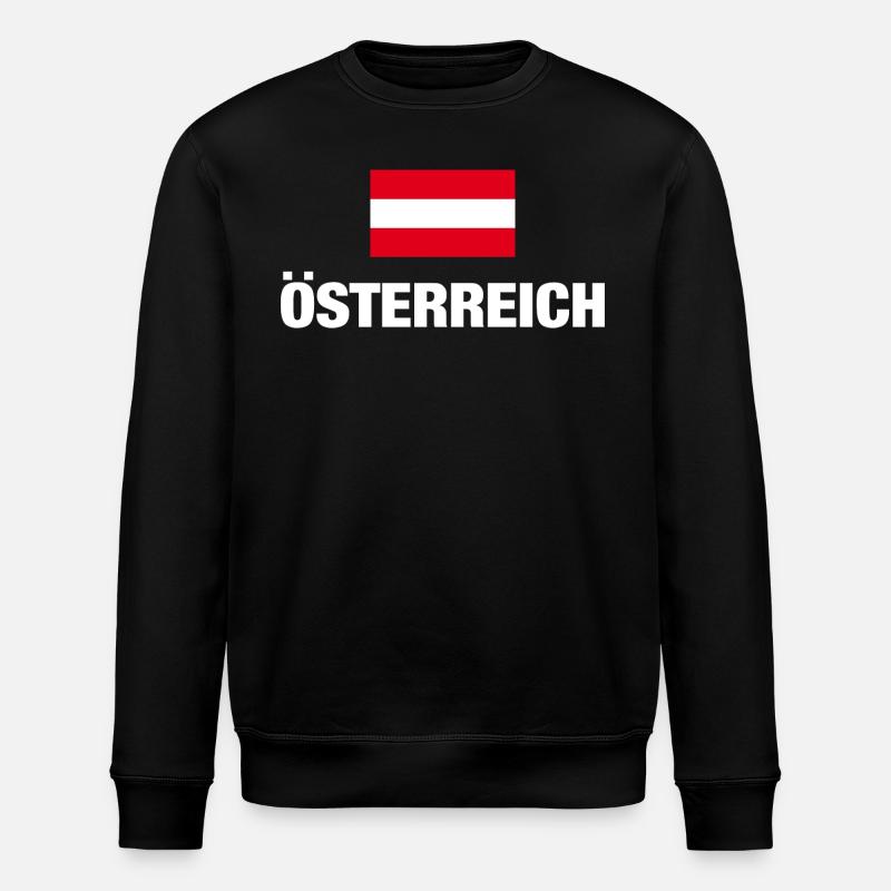 Austria, Austrian Flag, Austria Gift - Stanley/Stella ROLLER Unisex Organic Sweatshirt - black