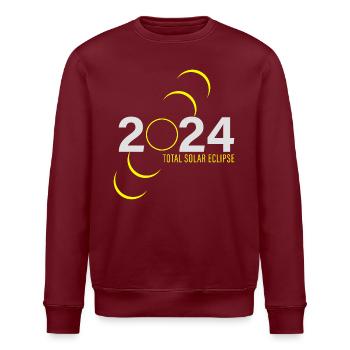 Totale Sonnenfinsternis 2024 - Zeuge der Dunkelheit - Stanley/Stella Unisex Bio-Sweatshirt ROLLER - Burgunderrot - Vorne - Nik (191cm)